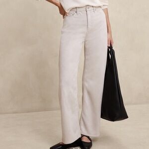 Banana Republic Cream ultra high-rise vegan suede wide leg pant Size 31/12 #BR32